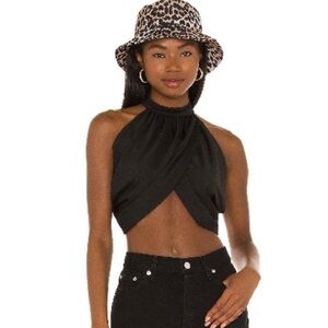 Superdown black halter open back top